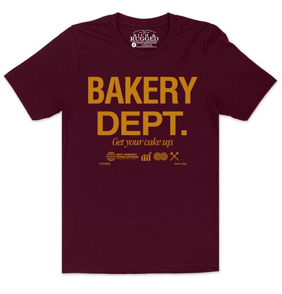 Bakery Dept. w/ Wheat on a Maroon Shirt