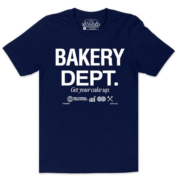 Bakery Dept. w/White on a Navy Shirt