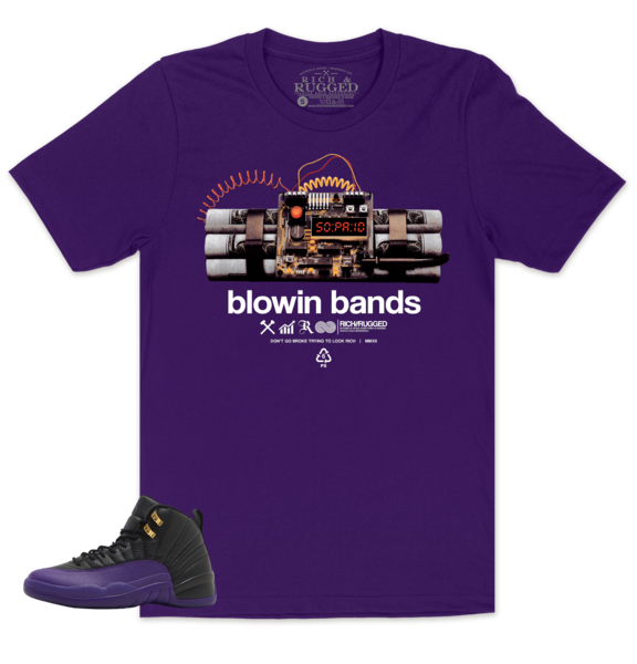 Blowin Bands on a Purple Shirt