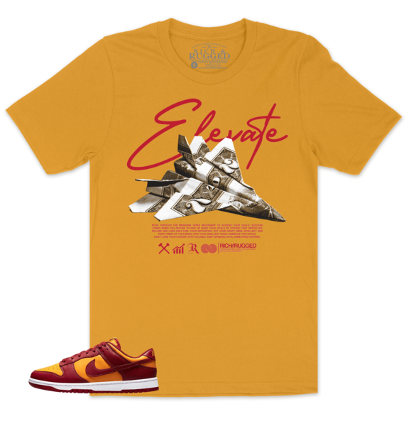 Elevate w/ Cardinal on a Gold Shirt
